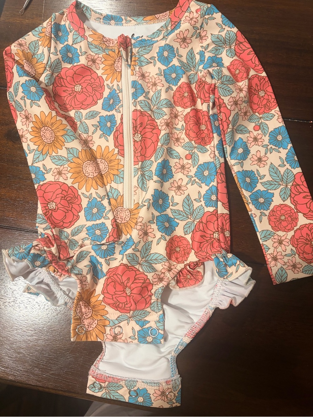 Made by Molly Floral Long-Sleeve Girls One-Piece Swimsuit